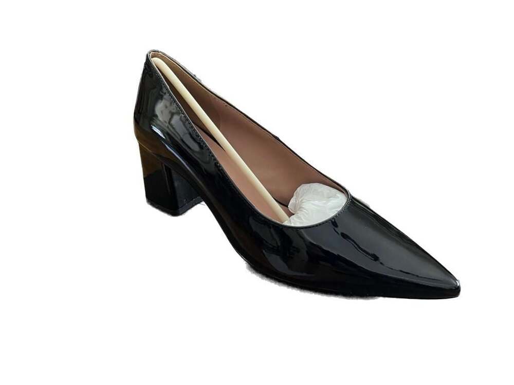 Linea Paolo Bilson-L Black Patent Block Heel Pumps